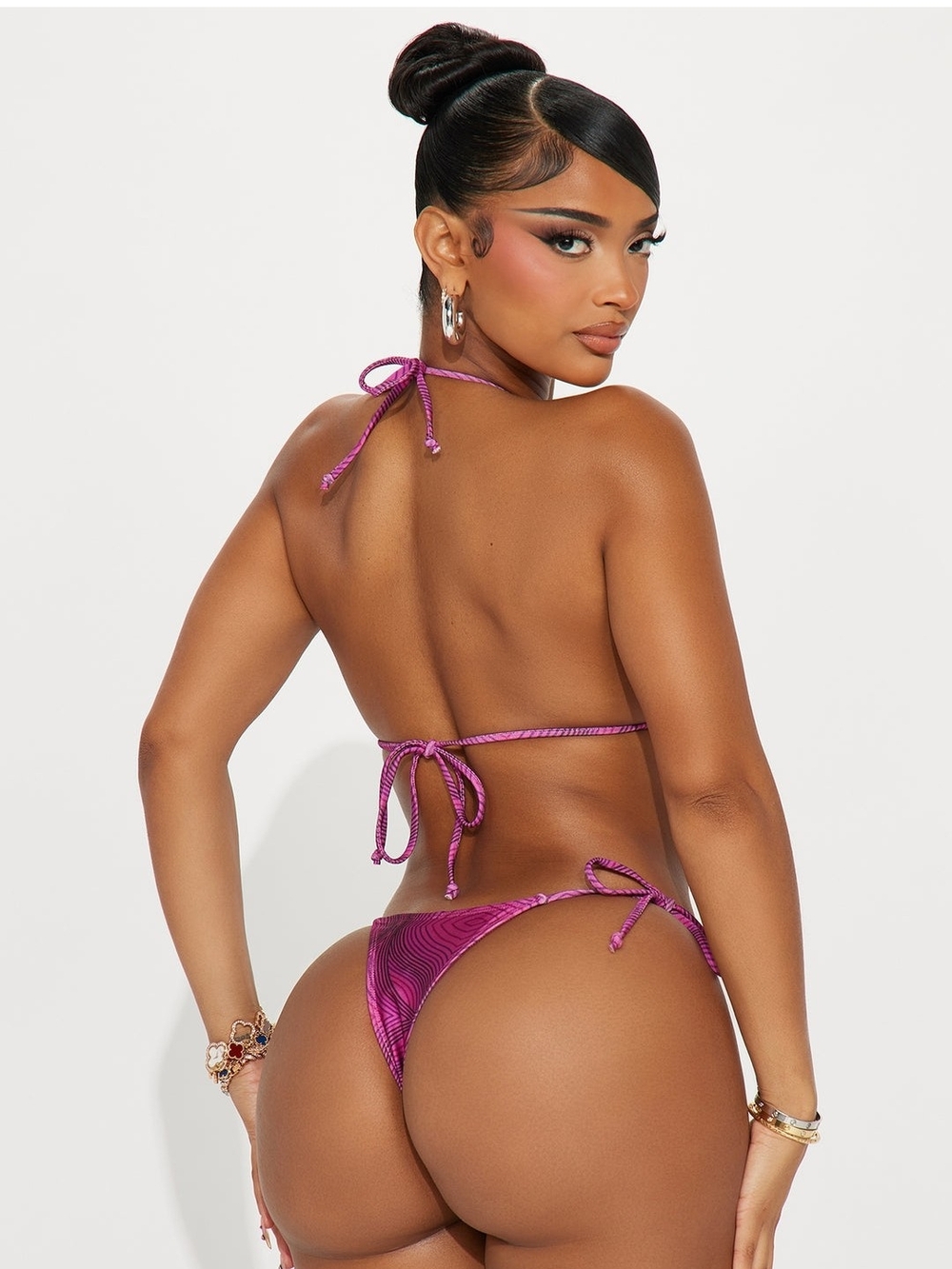 Beach Beaded String Bikini Top & Bottom - Violet - Picture 3 of 12